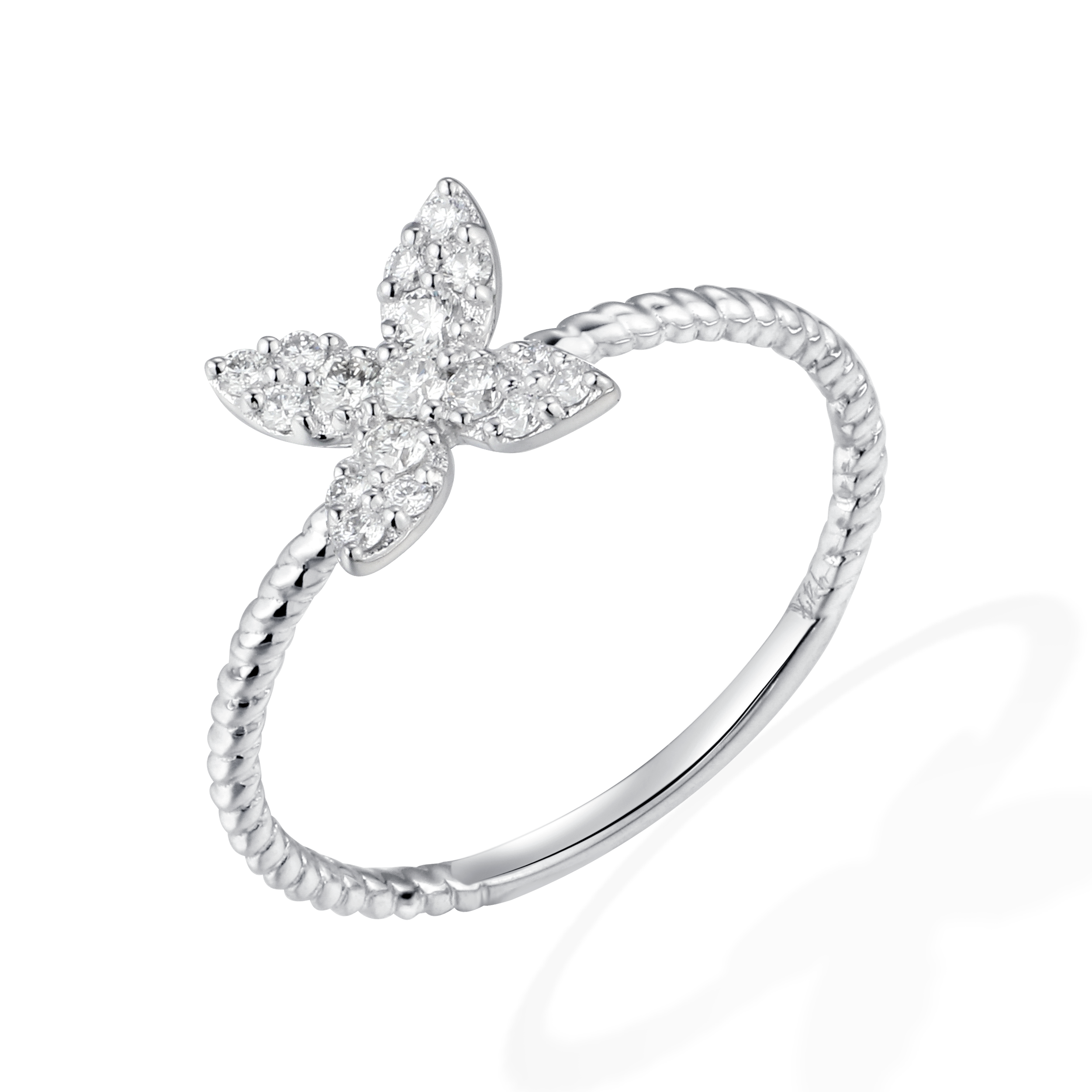 Cress flower diamond ring